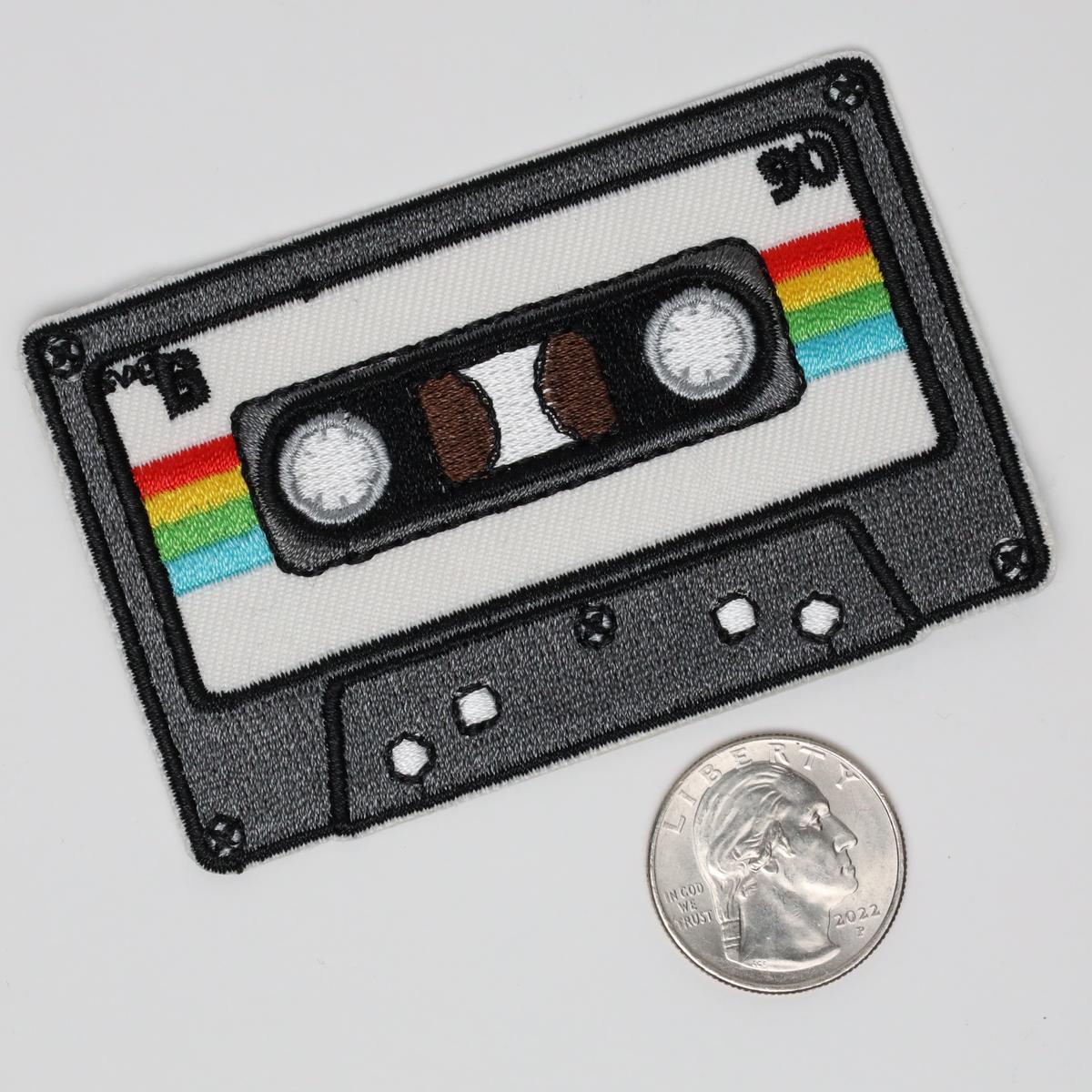 90s Retro Tape Cassette Embroidered Iron On Patch