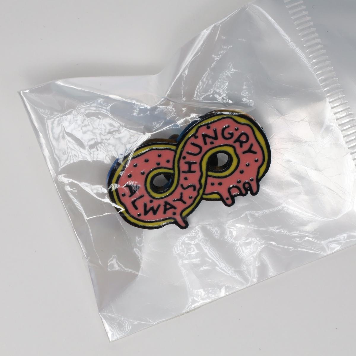 Always Hungry Donut Infinity Symbol Enamel Label Pin