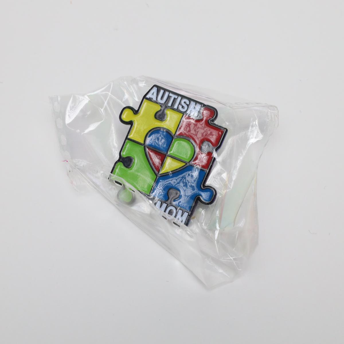 Autism Awareness Puzzle Heart Mom Enamel Pin