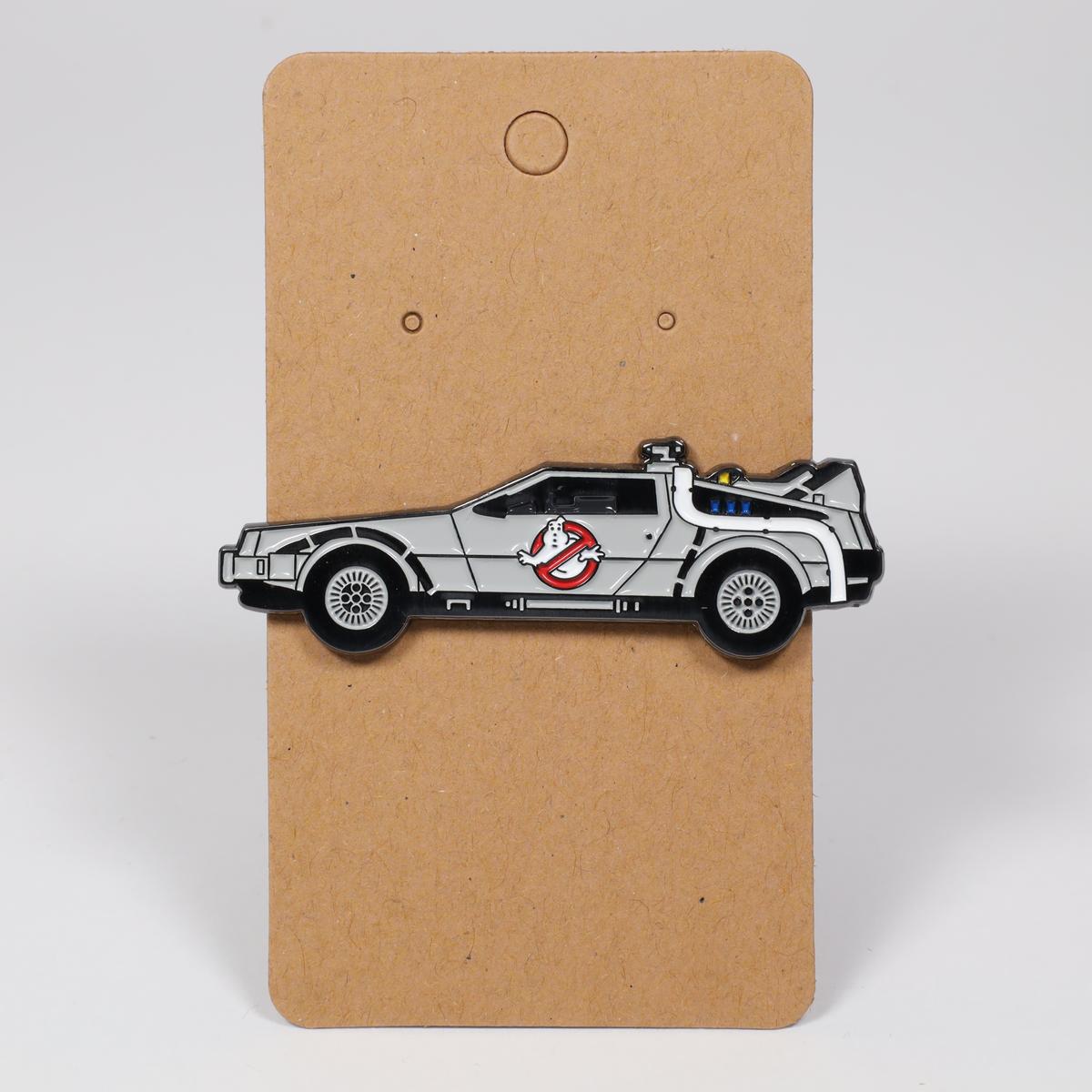 Back to the Future DeLorean x Ghostbusters Ecto-1 Enamel Pin