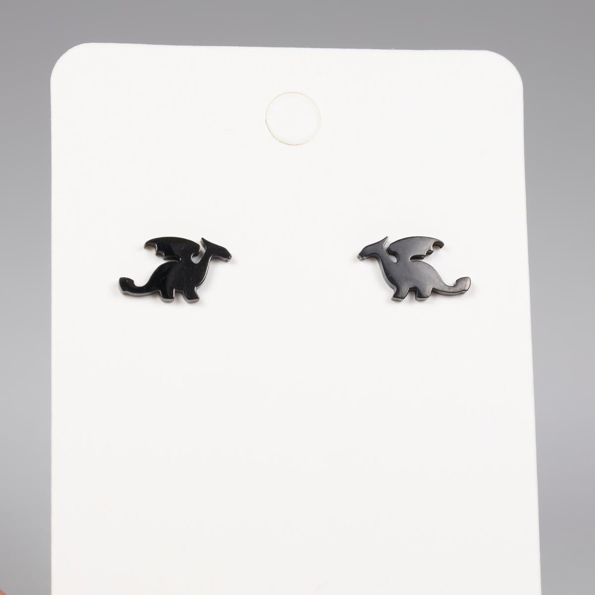 Black Dragon Stainless Steel Stud Earrings