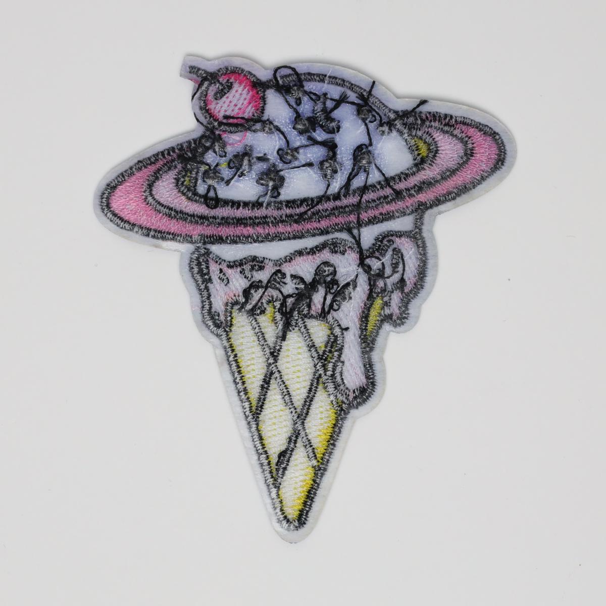 Blue Planet Ice Cream Cone Embroidered Iron On Patch