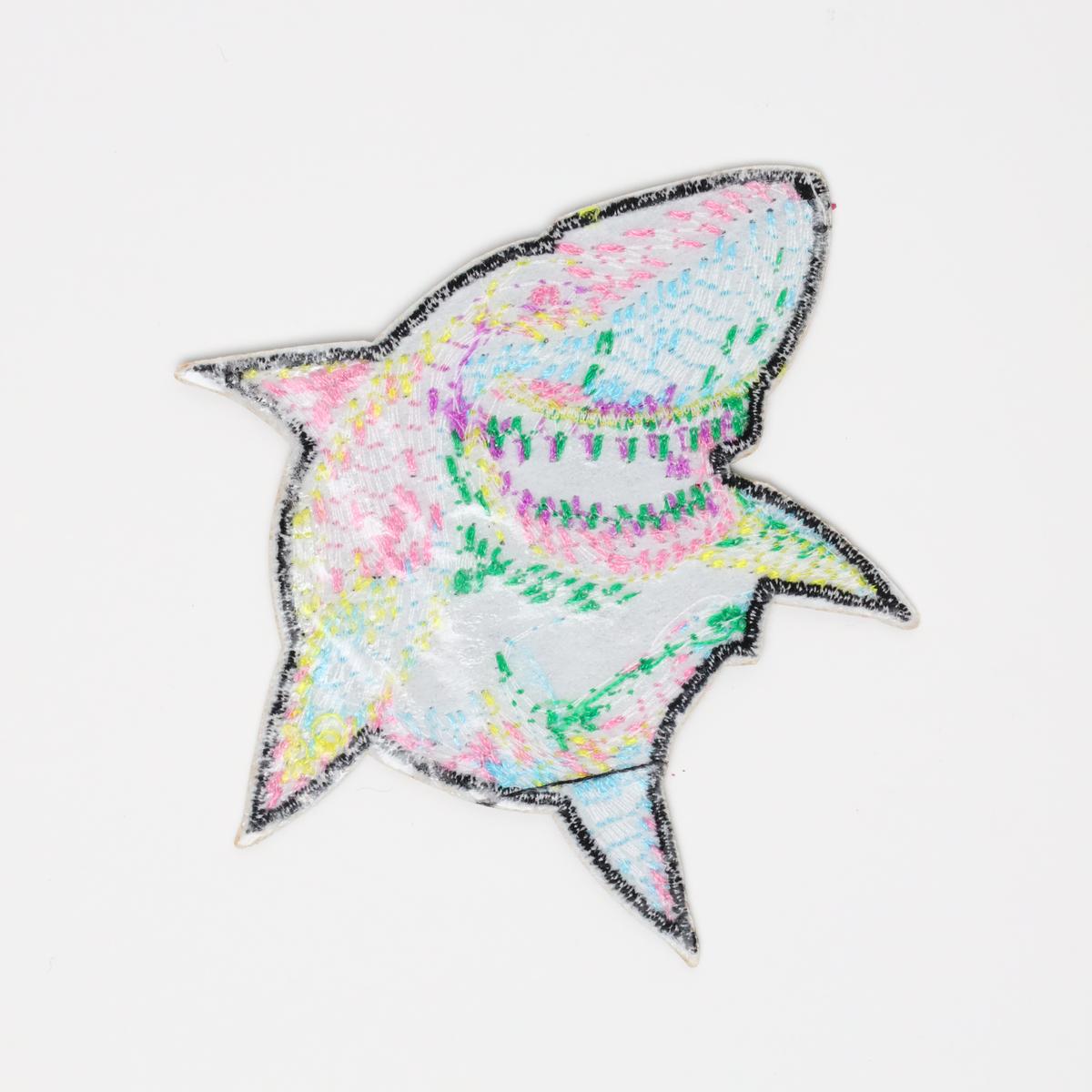 Colorful 80s Shark Embroidered Iron On Patch