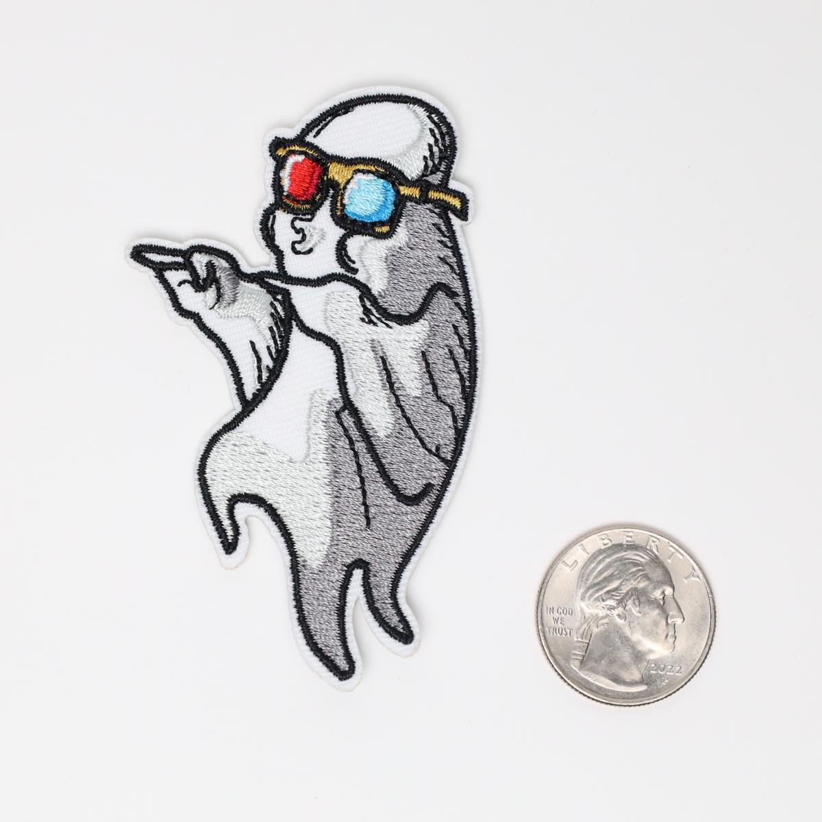 Cool Ghost with 3D glasses Iron On Embroidered Patch