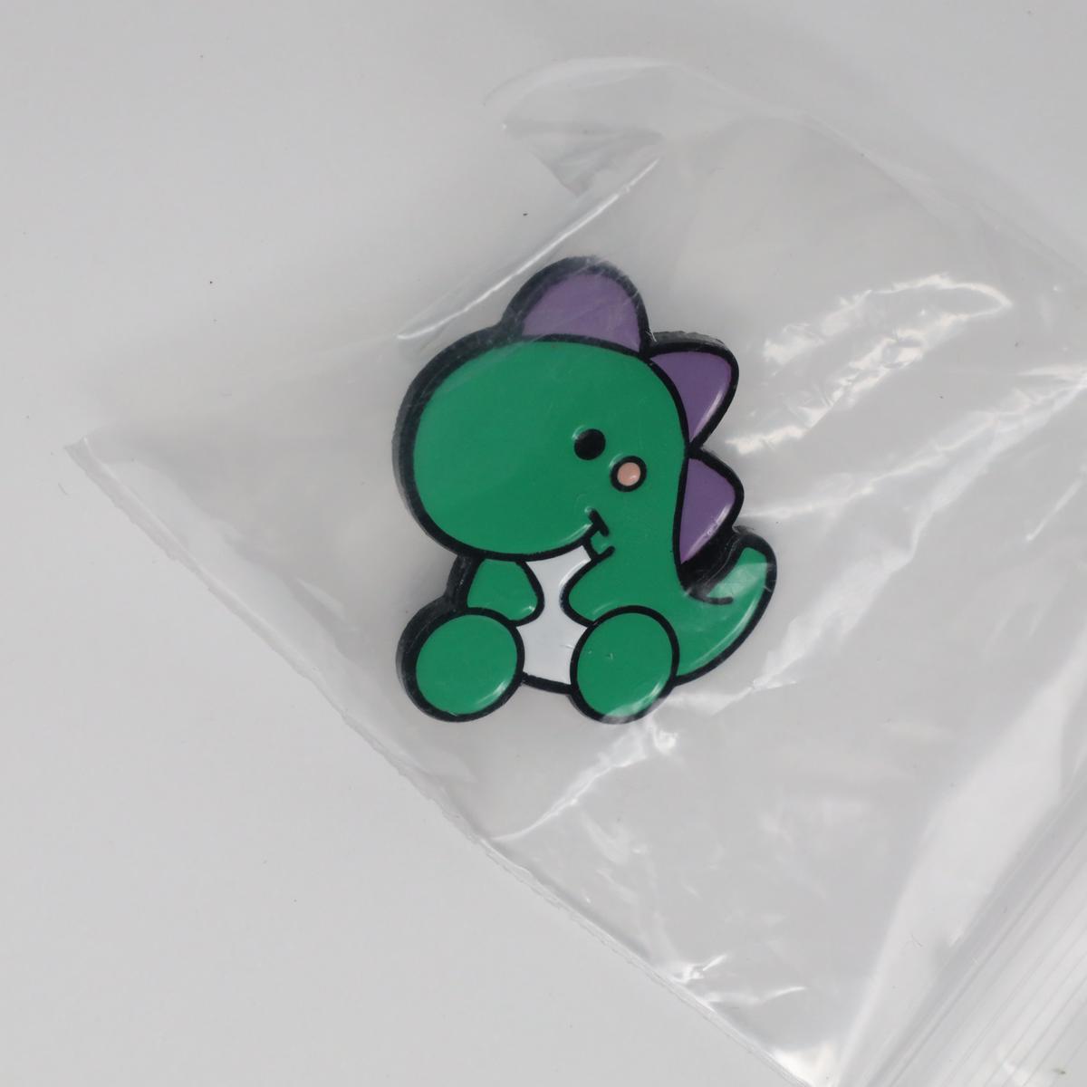 Cute Green Cartoon T-Rex Dinosaur Enamel Pin