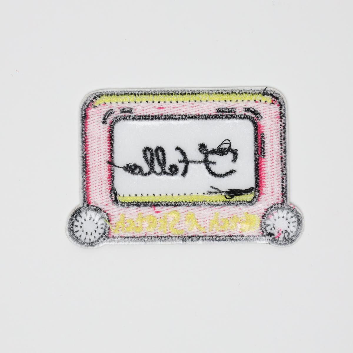 Cute Hello Etch A Sketch Embroidered Iron On Patch