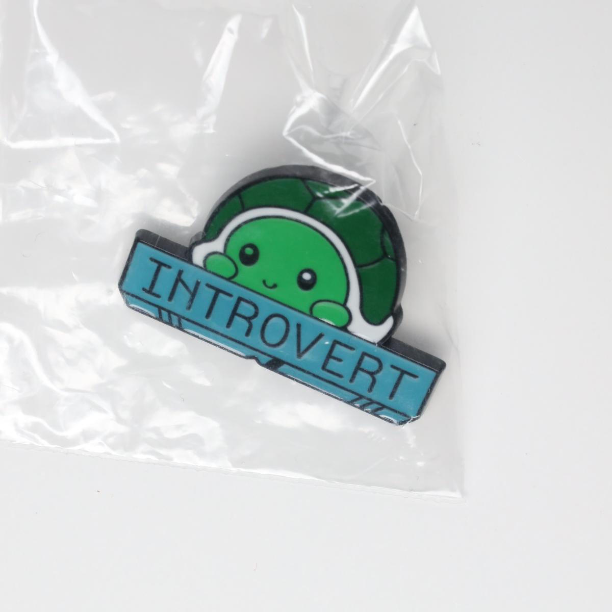 Cute Introvert Turtle Enamel Label Pin