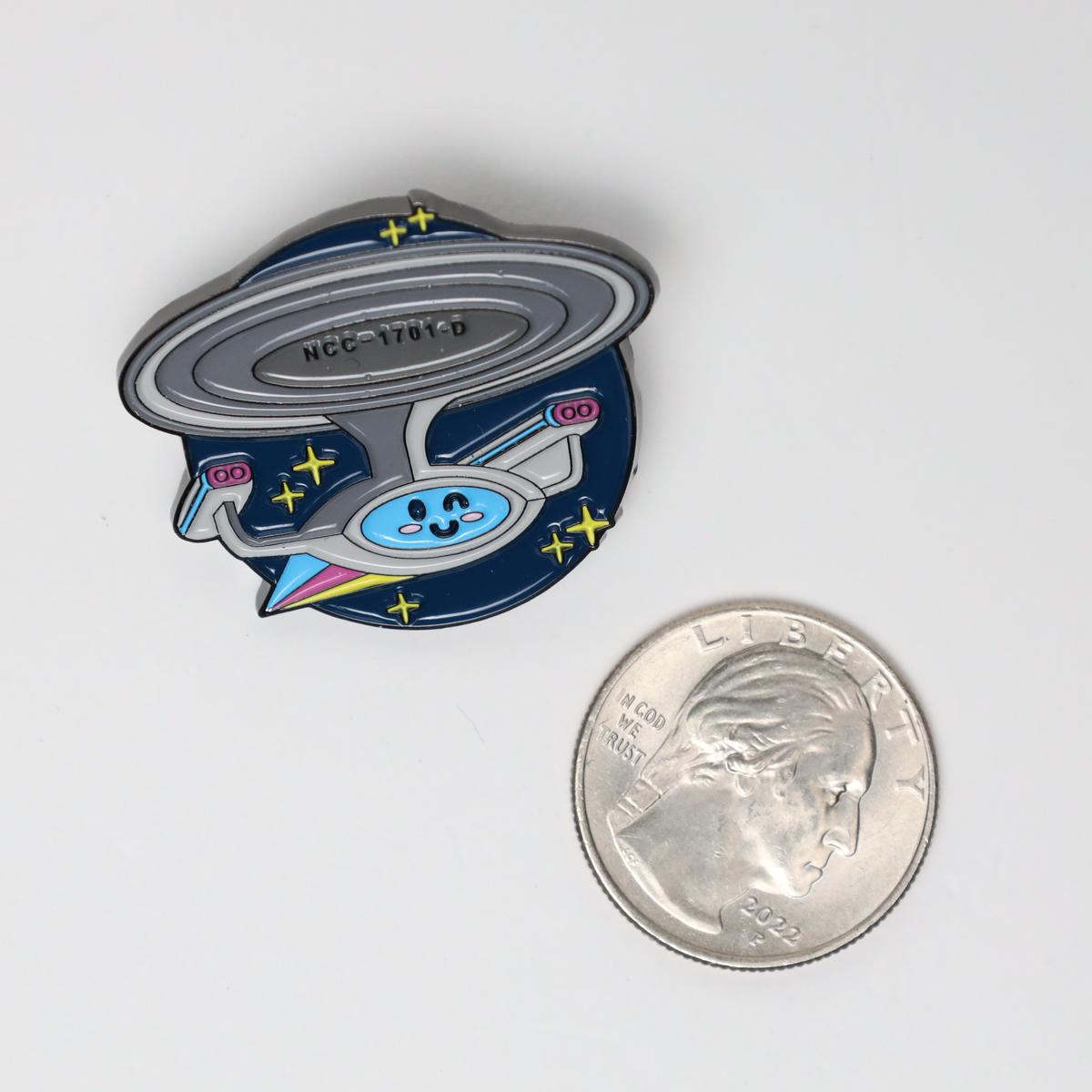 Cute Star Trek Enterprise D Face Enamel Pin