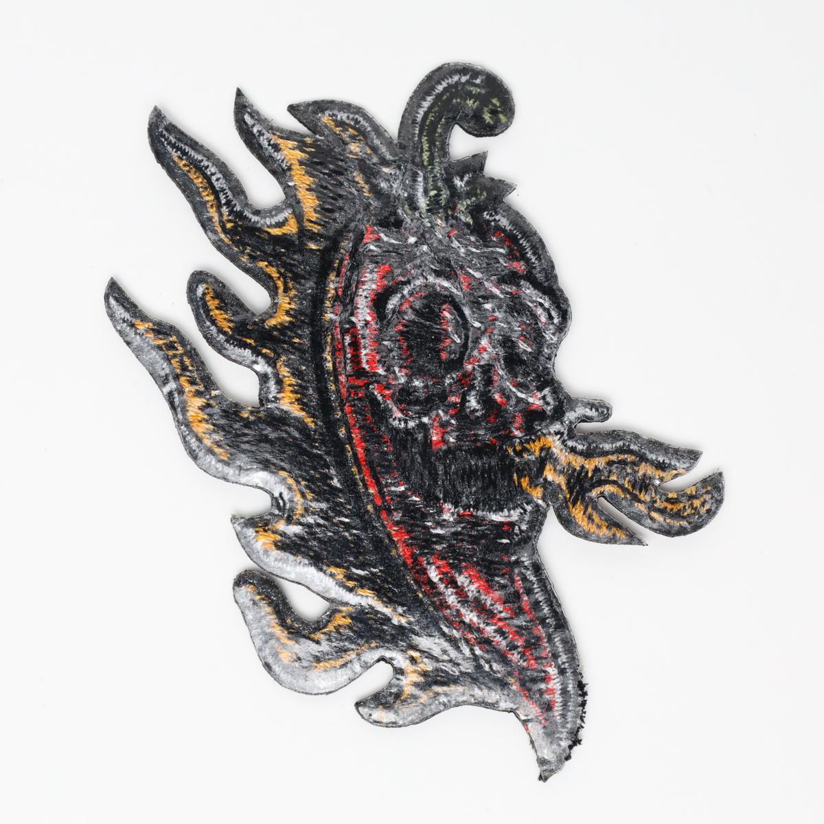 Flaming Chili Pepper Punk Iron On Embroidered Patch