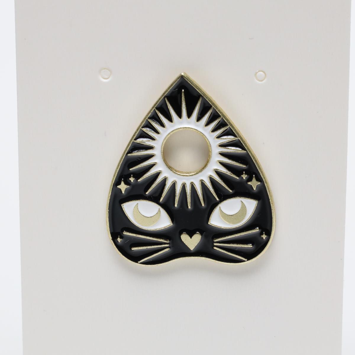 Gothic Cat Ouija Planchette Enamel Pin Set