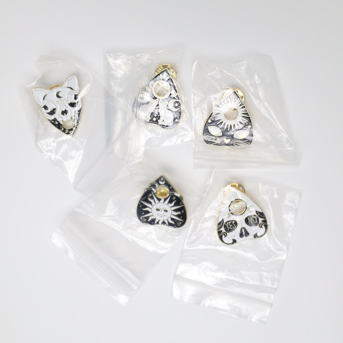 Gothic Cat Ouija Planchette Enamel Pin Set