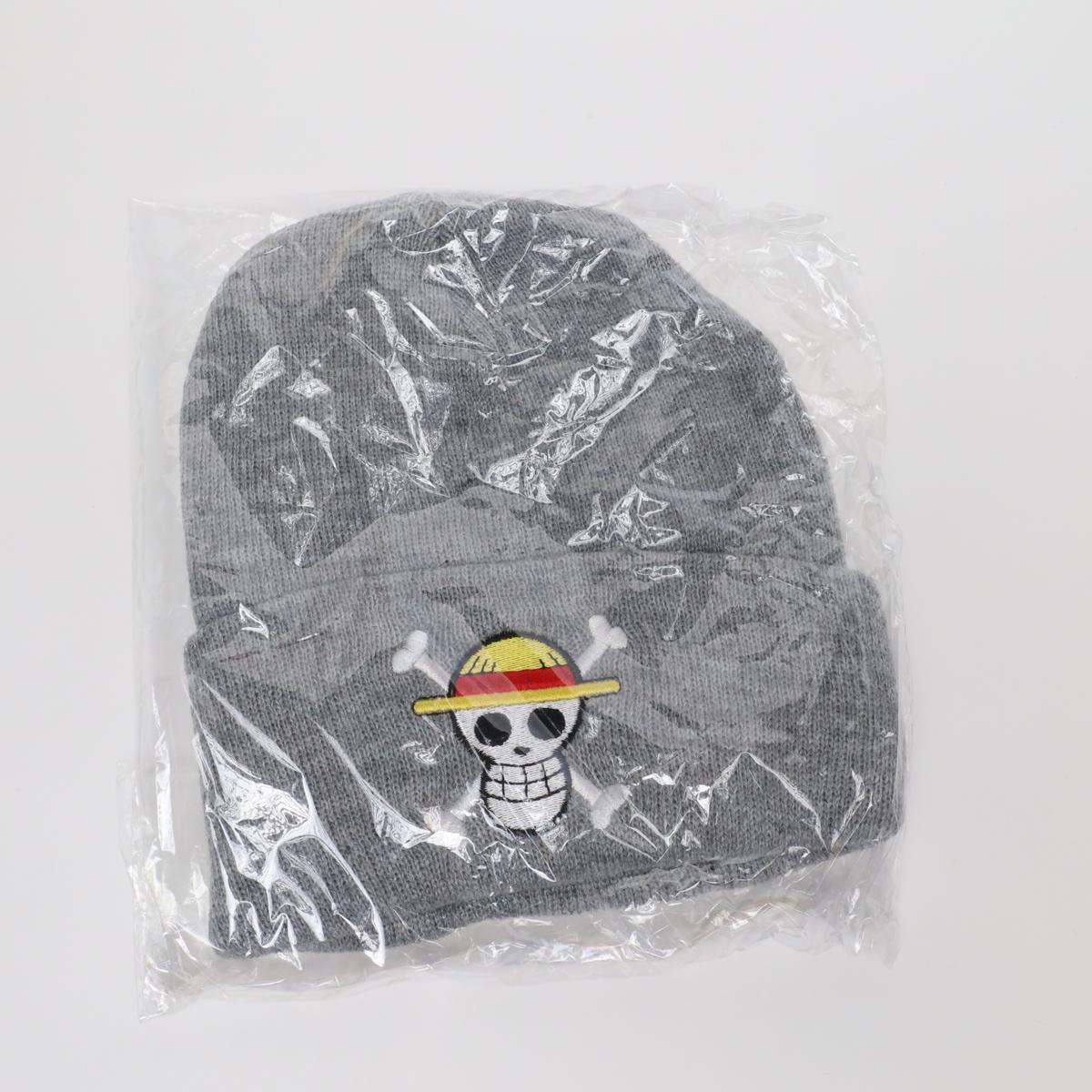 Grey Straw Hats One Piece Pirate Logo Embroidered Beanie (Color)