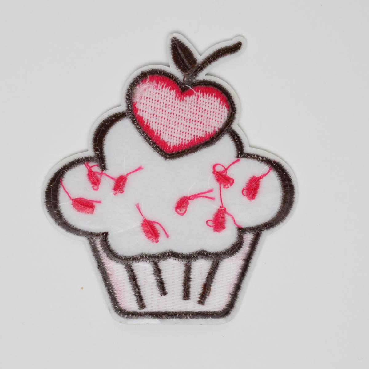 Heart Strawberry Cupcake Embroidered Iron On Patch