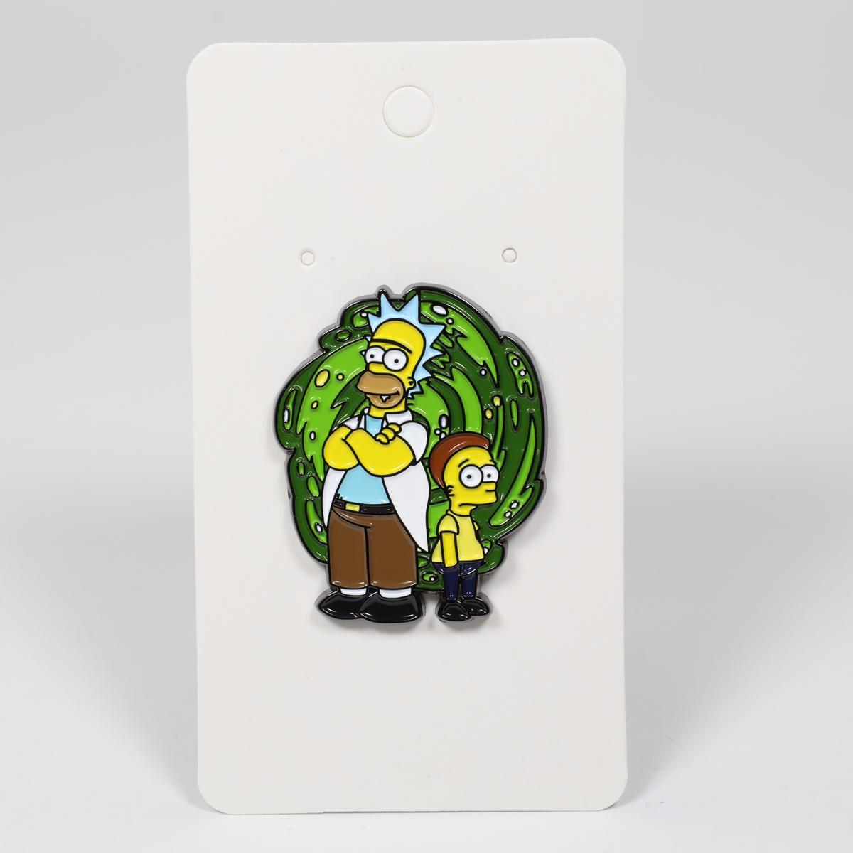 Homer and Bart x Rick and Morty Portal Enamel Pin