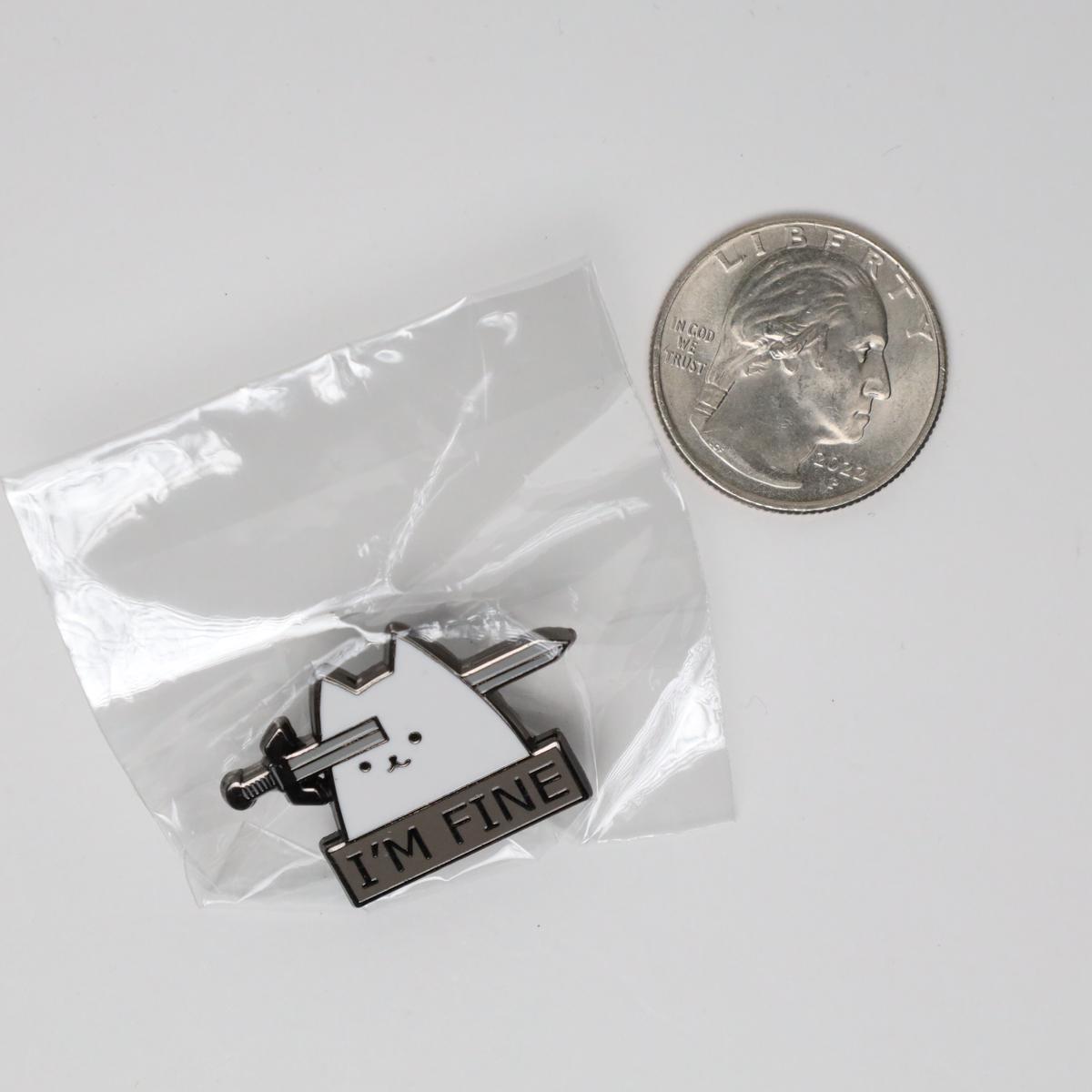 I’m Fine Cat and Sword Enamel Pin