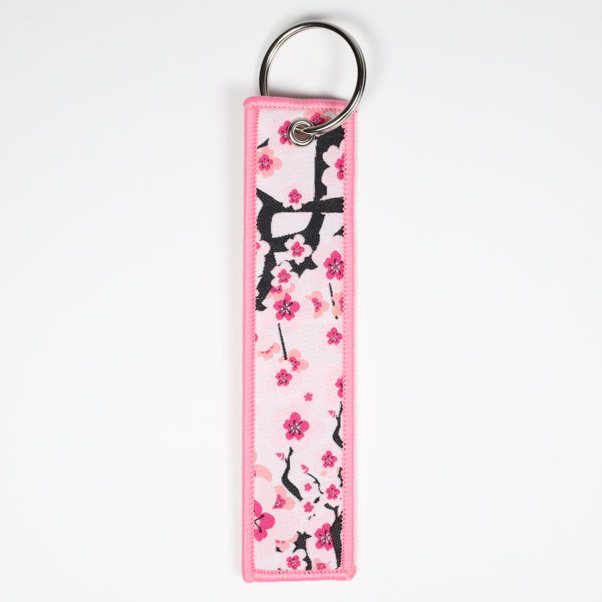 Japanese Cherry Blossoms Embroidered Keychain