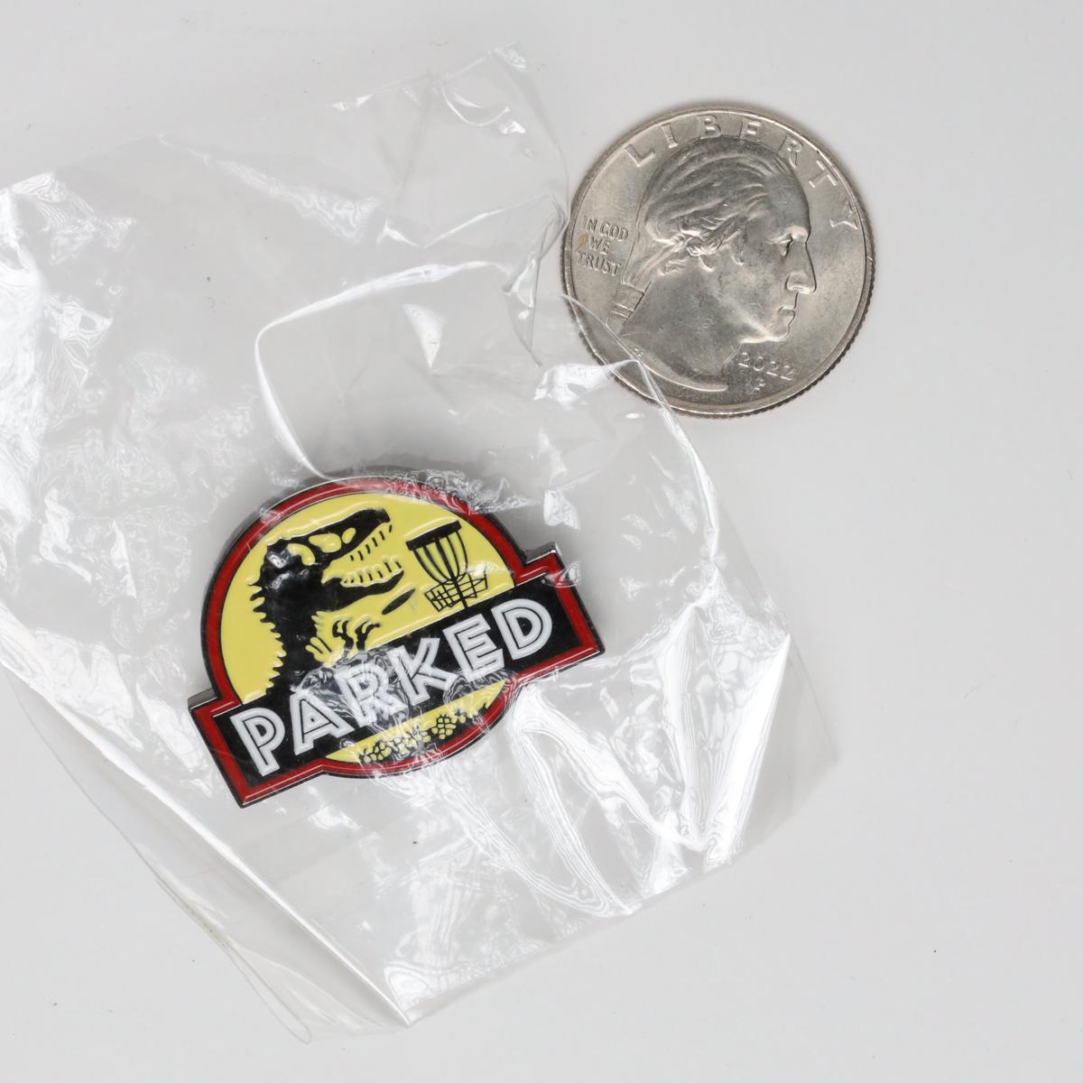Jurassic Park Disc Golf Parked Pun Enamel Pin