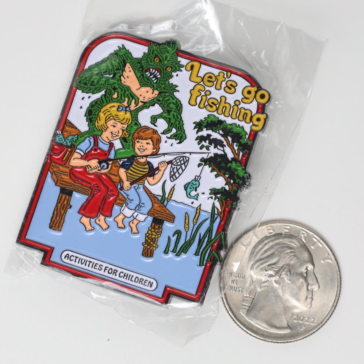 Lets Go Fishing Thetis Lake Monster Funny Enamel Pin