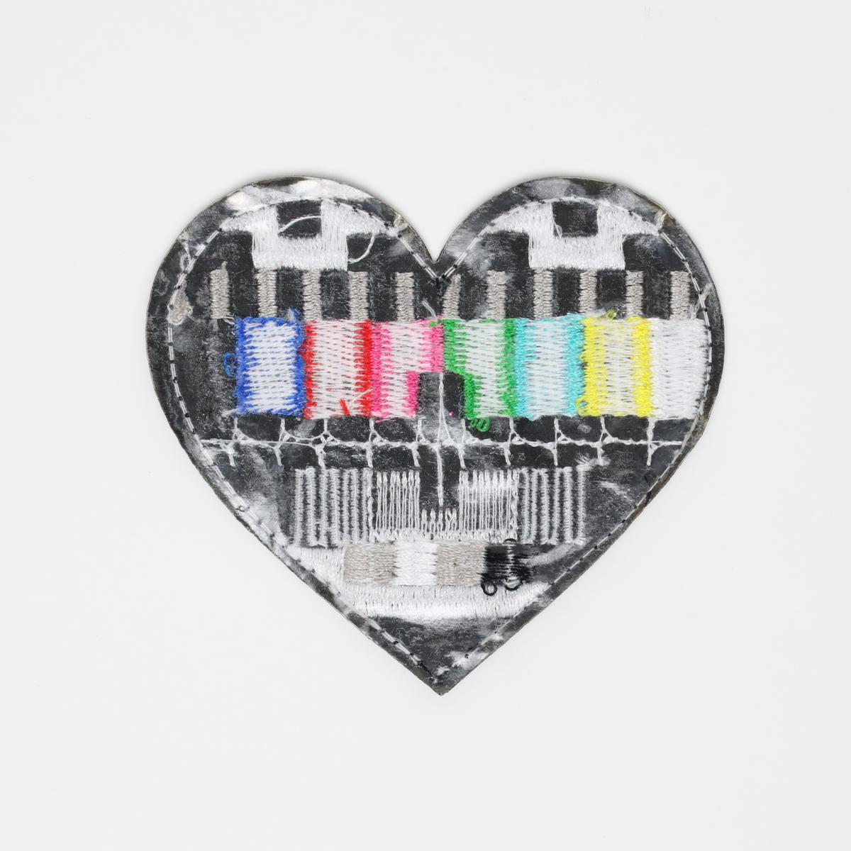 Lost Signal Retro Color TV Heart Embroidered Iron On Patch