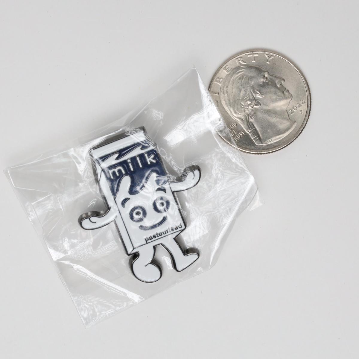 Milk Carton Guy Enamel Pin
