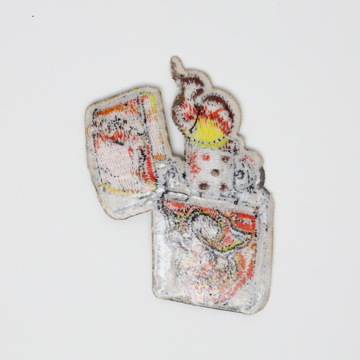 Orange Skull Lighter Embroidered Iron On Patch