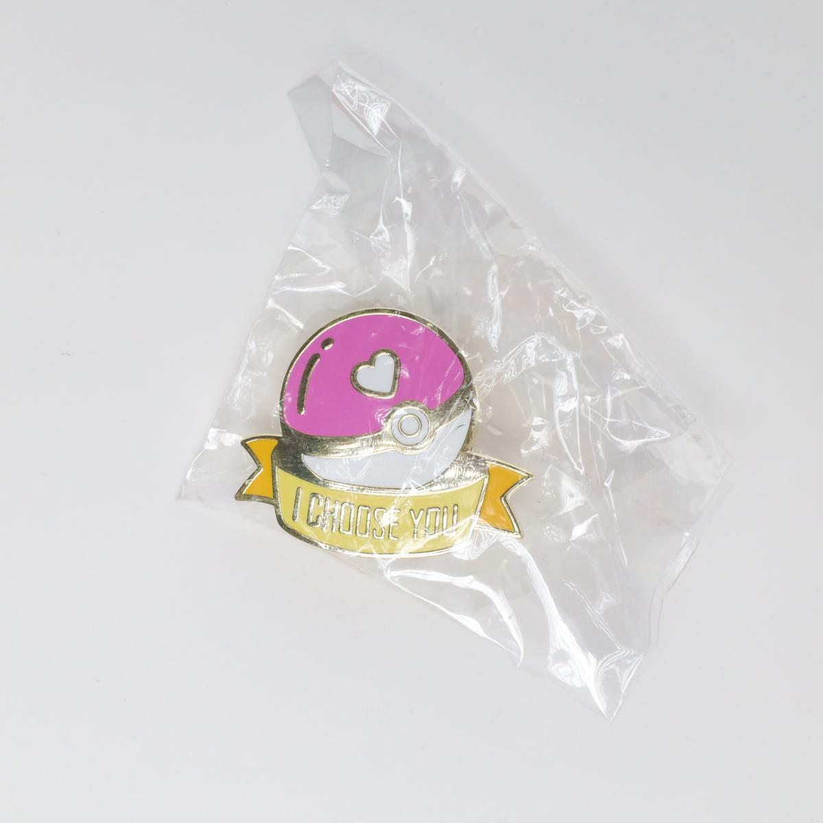Pink I Choose You Heart Pokemon Ball Enamel Pin