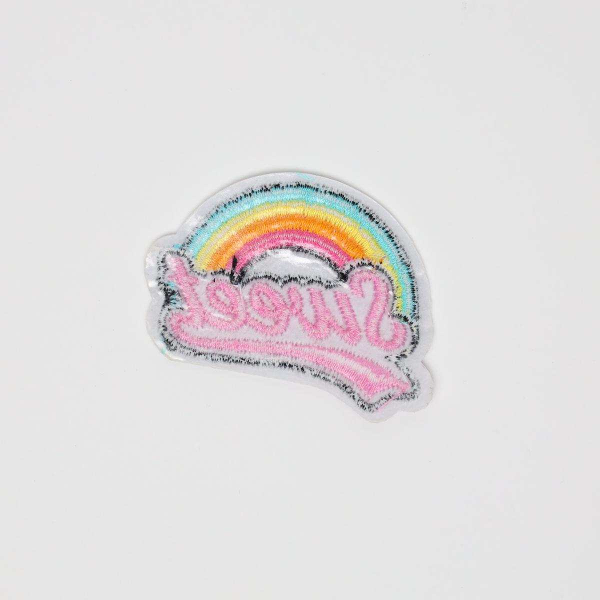 Pink Sweet with Rainbow Embroidered Iron On Patch