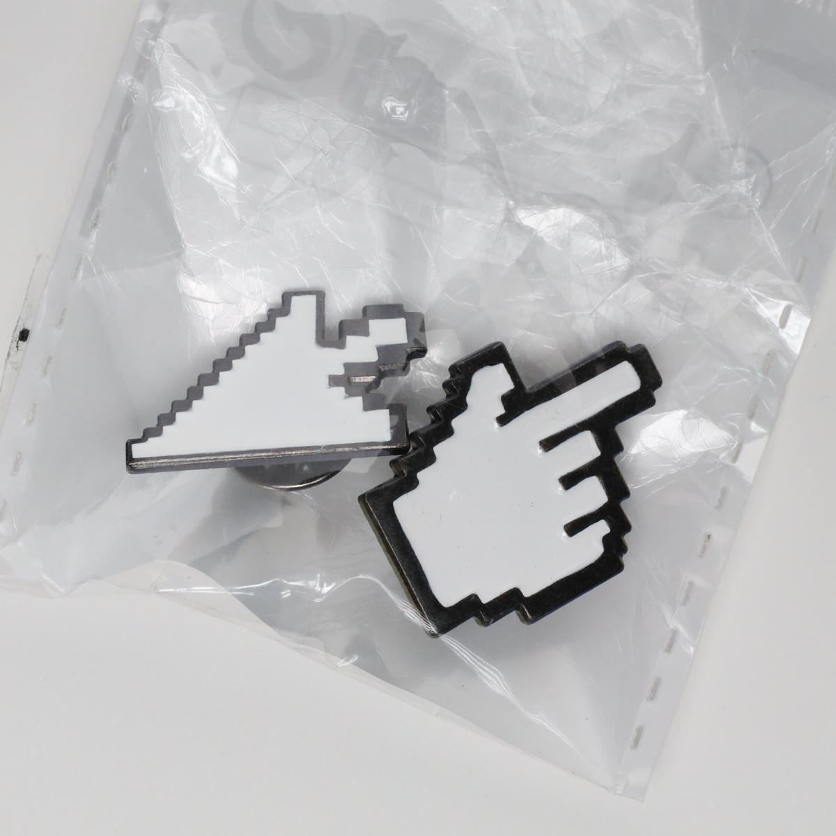 Pixel Computer Arrow & Finger Enamel Pin Set