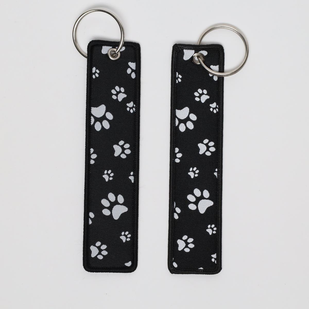 Puppy Paw Embroidered Keychain