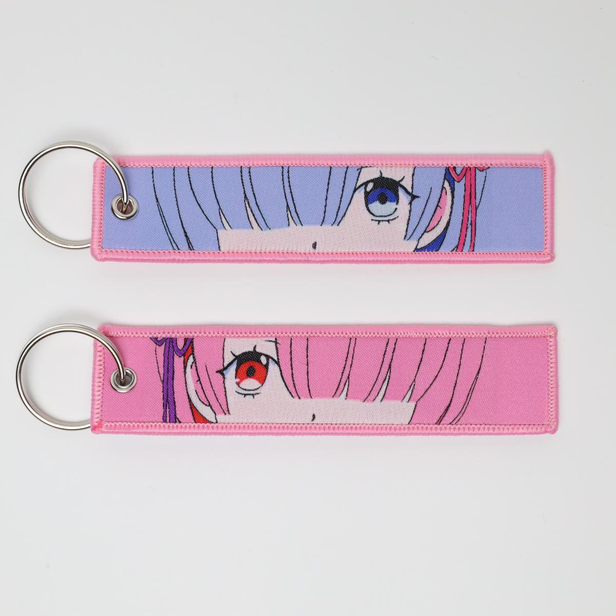 Ram & Rem Re:Zero Embroidered Keychain