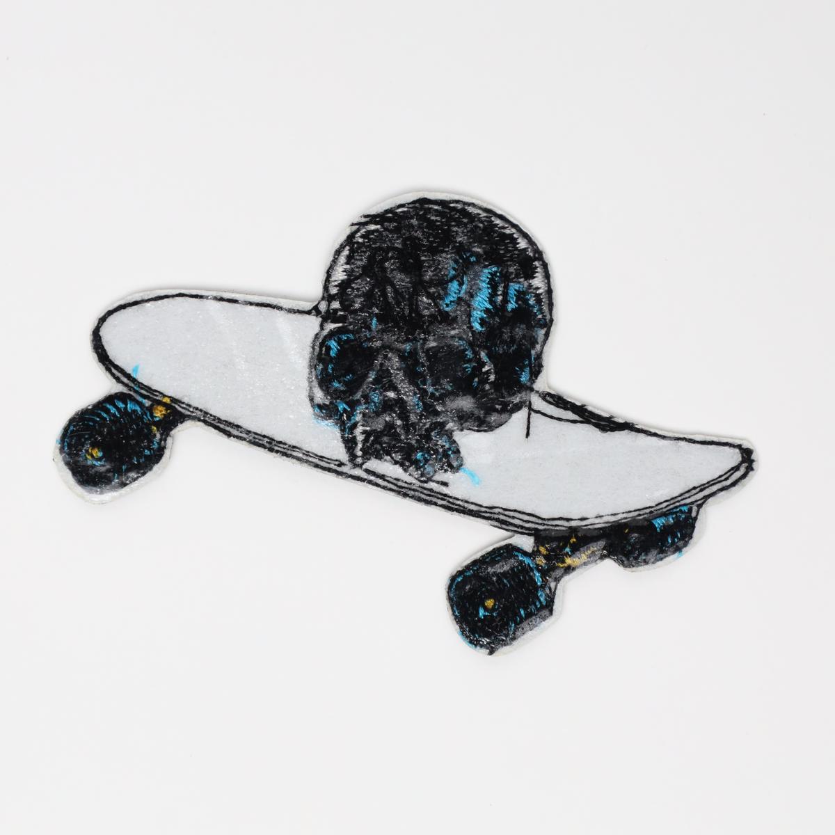 Skull Skateboard Punk Iron On Embroidered Patch