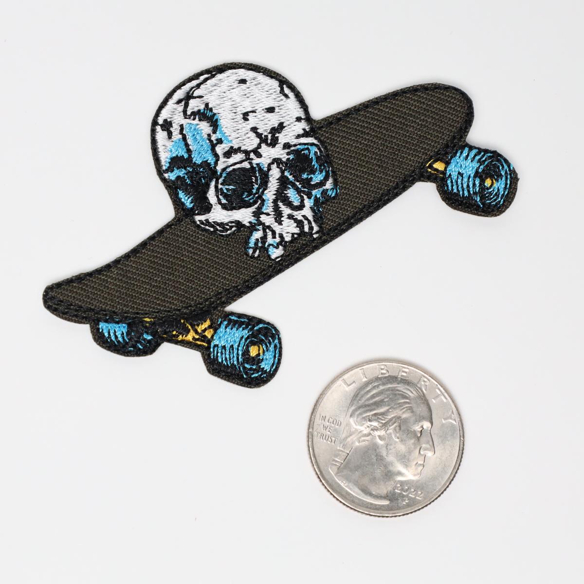 Skull Skateboard Punk Iron On Embroidered Patch