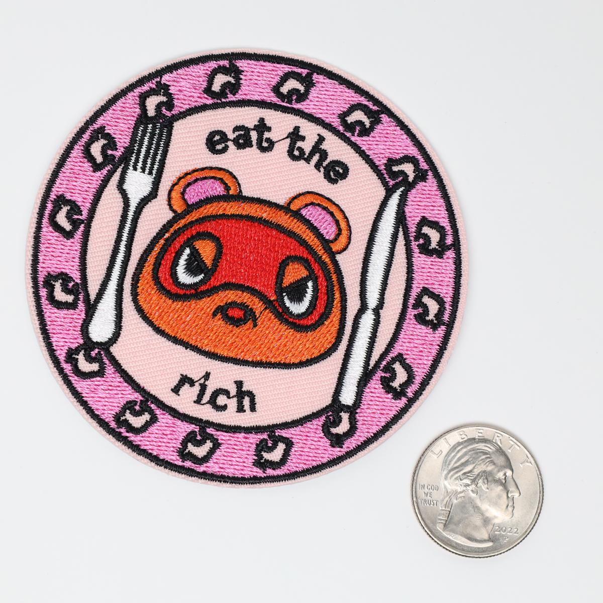 Tom Nook Animal Crossing Eat the Rich Iron On Embroidered Patch