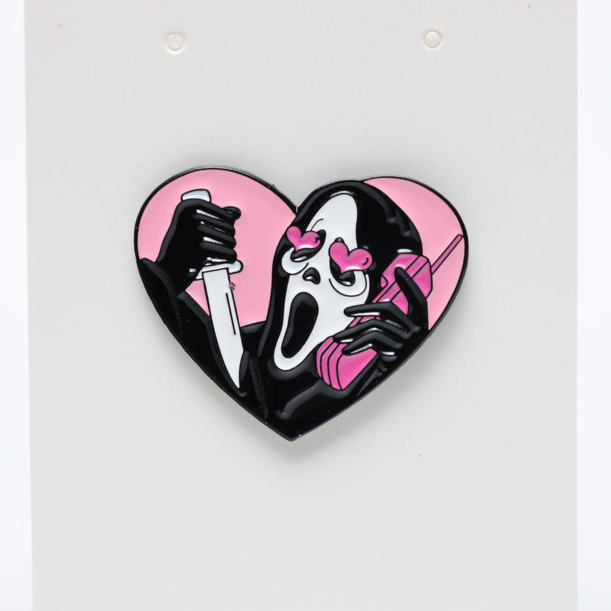 Valentine Heart Funny Scream Enamel Pin