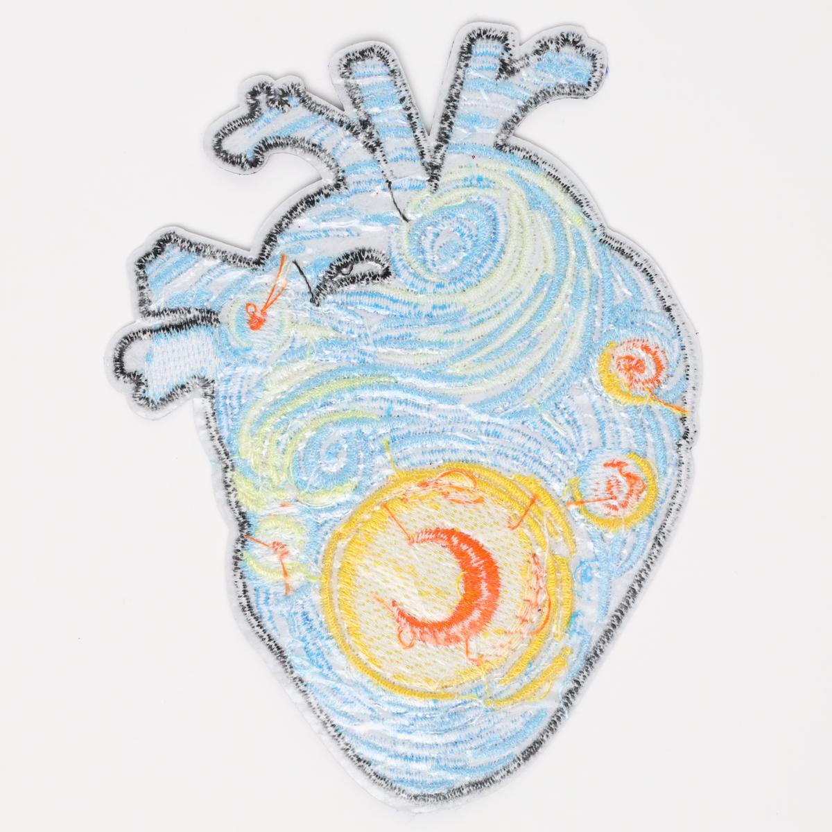 Van Gogh Starry Night Artistic Heart Embroidered Iron On Patch