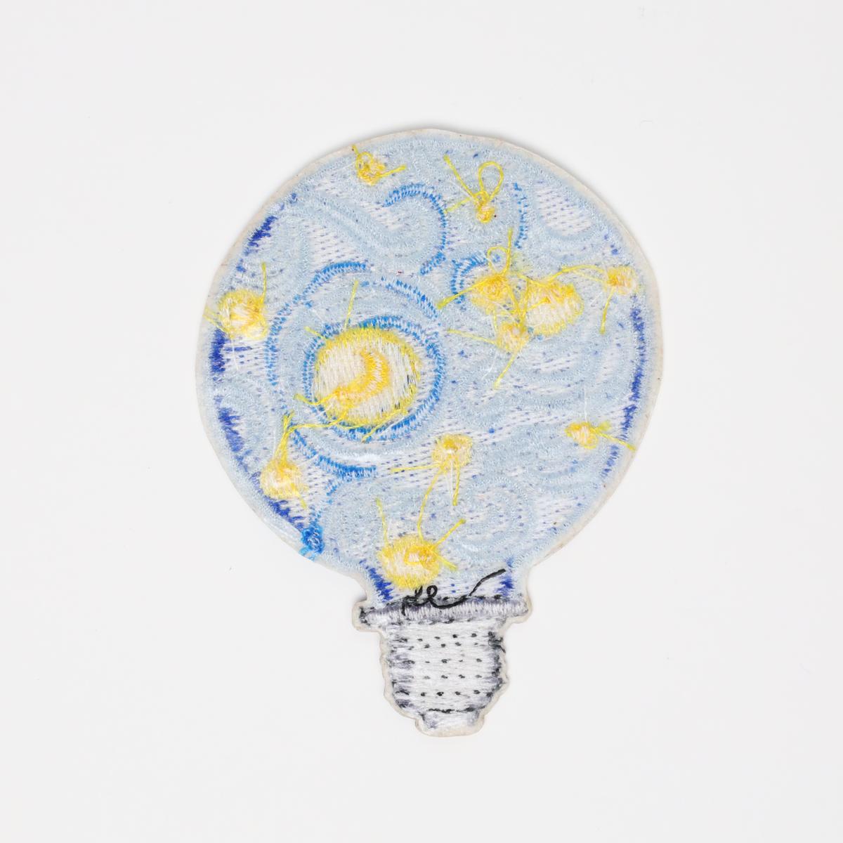 Van Gogh Starry Night Artistic Light Bulb Embroidered Iron On Patch