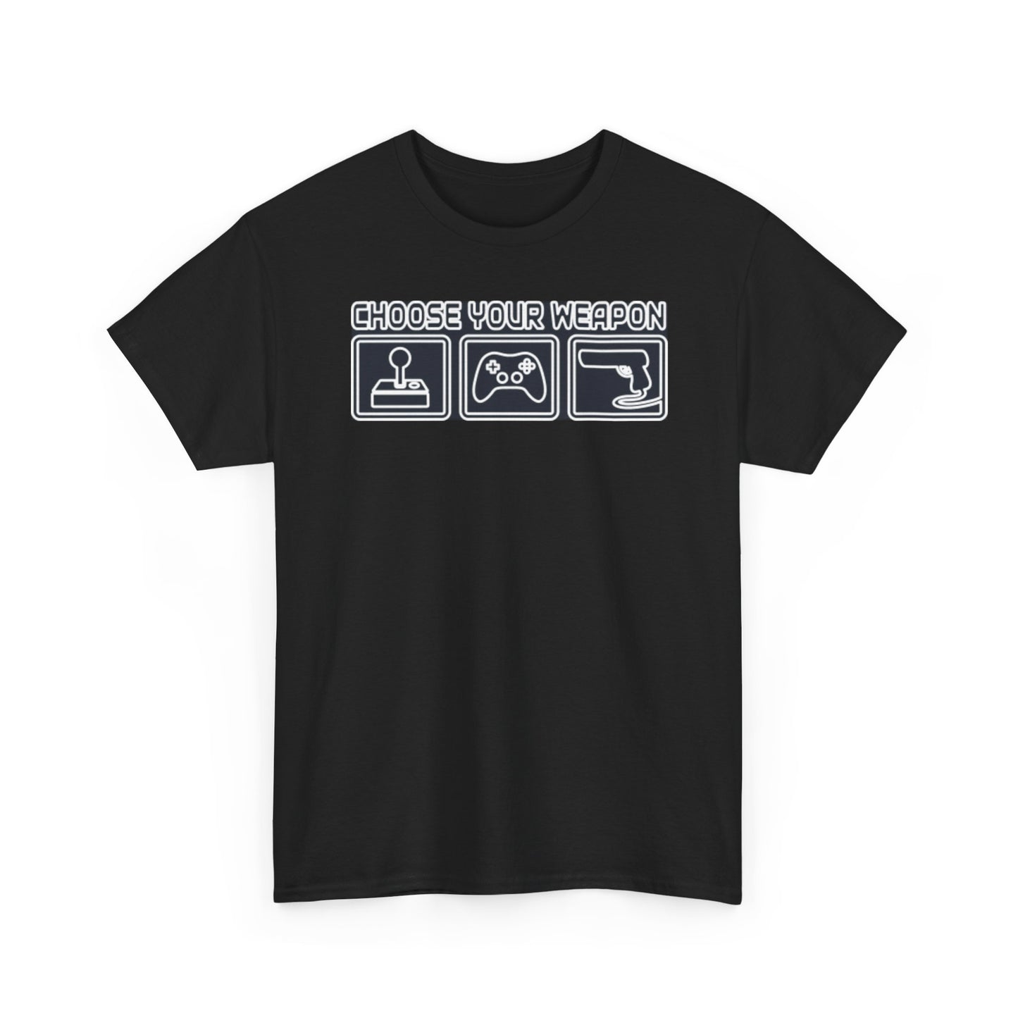 Choose Your Weapon Trio T-Shirt — Retro Arcade Gamer Tee