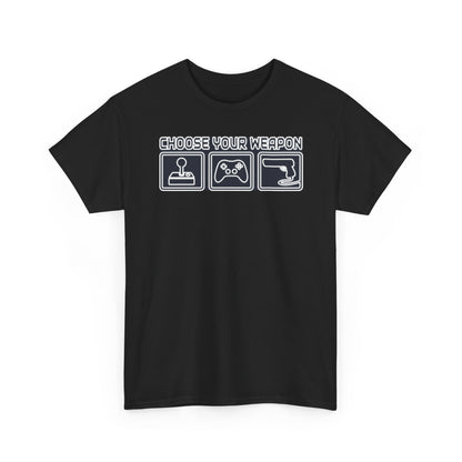 Choose Your Weapon Trio T-Shirt — Retro Arcade Gamer Tee