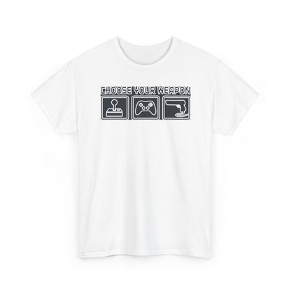 Choose Your Weapon Trio T-Shirt — Retro Arcade Gamer Tee