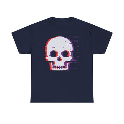 Glitch Hacker Skull T-Shirt — Cyberpunk Dystopian Art Tee