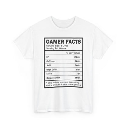 Gamer Facts Label T-Shirt — Funny Nutrition Facts Tee