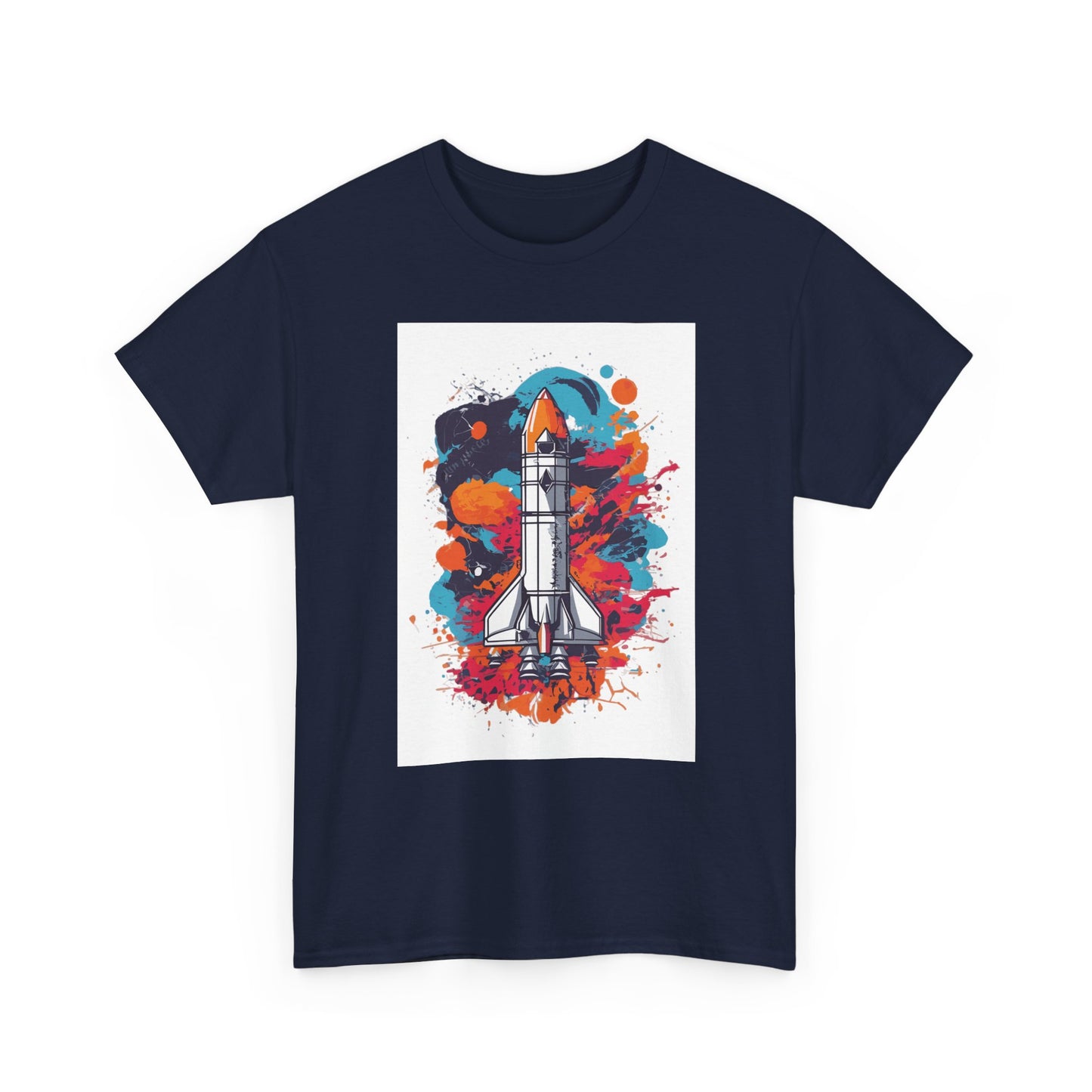 Splatter Rocket Launch T-Shirt — Colorful Sci-Fi Space Tee