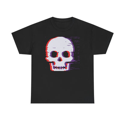 Glitch Hacker Skull T-Shirt — Cyberpunk Dystopian Art Tee