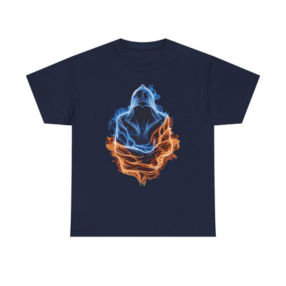 Fire and Ice Assassin T-Shirt — Elemental Fantasy Warrior Tee