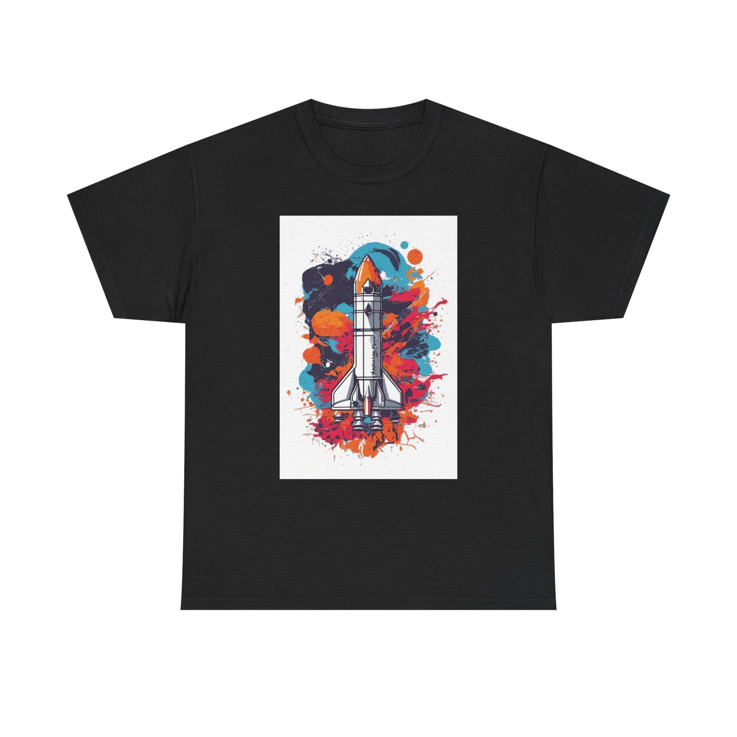 Splatter Rocket Launch T-Shirt — Colorful Sci-Fi Space Tee