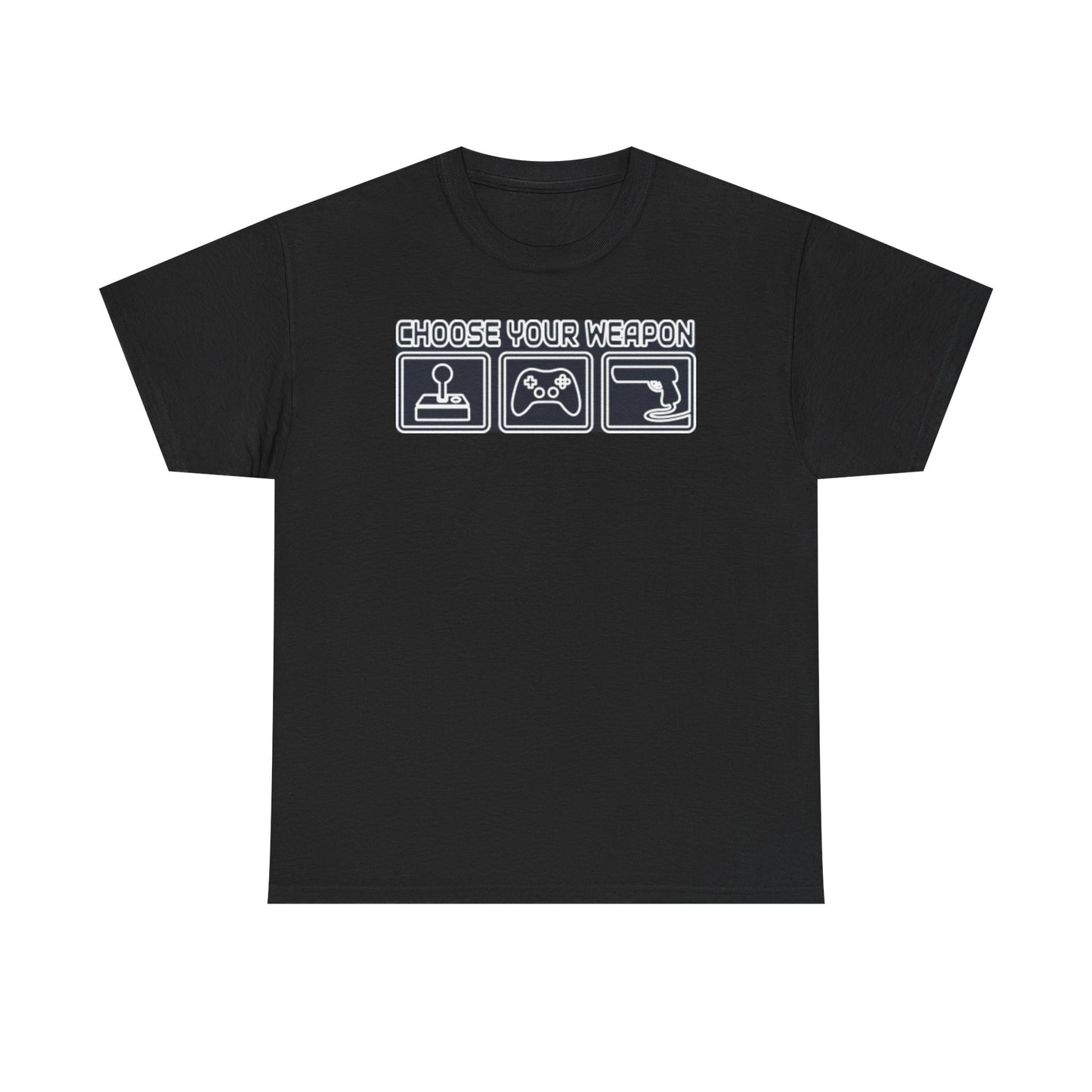 Choose Your Weapon Trio T-Shirt — Retro Arcade Gamer Tee