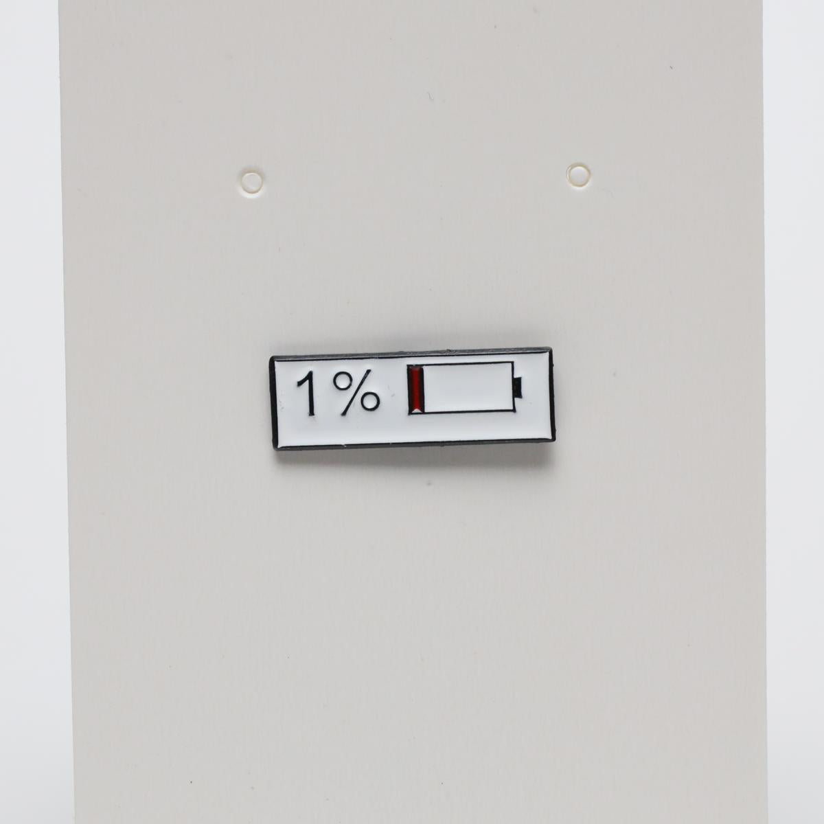 1% Low Battery Energy Enamel Label Pin
