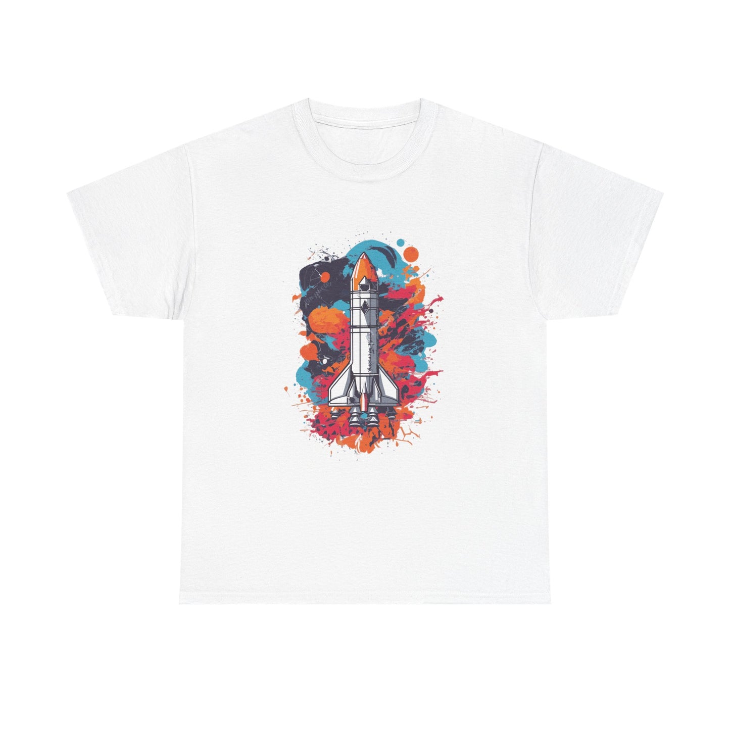 Splatter Rocket Launch T-Shirt — Colorful Sci-Fi Space Tee