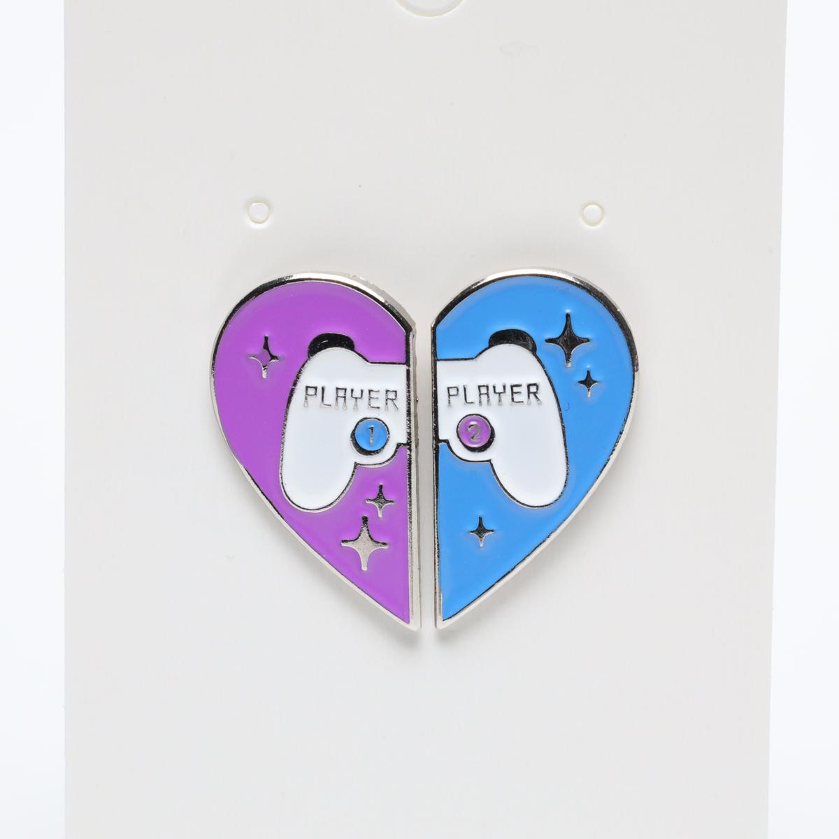 2 Piece Game Controller Heart Enamel Label Pin