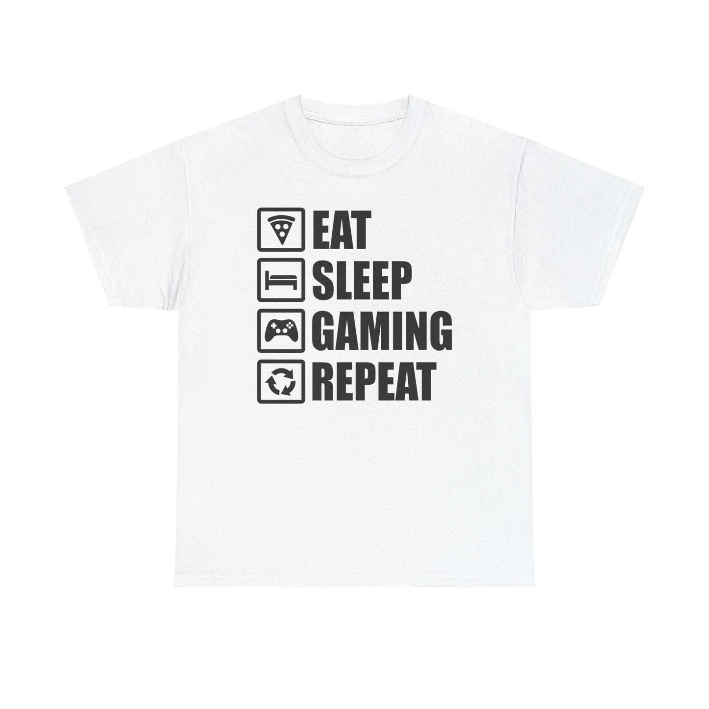 Eat Sleep Gaming Repeat Icons T-Shirt — Funny Gamer Lifestyle Tee